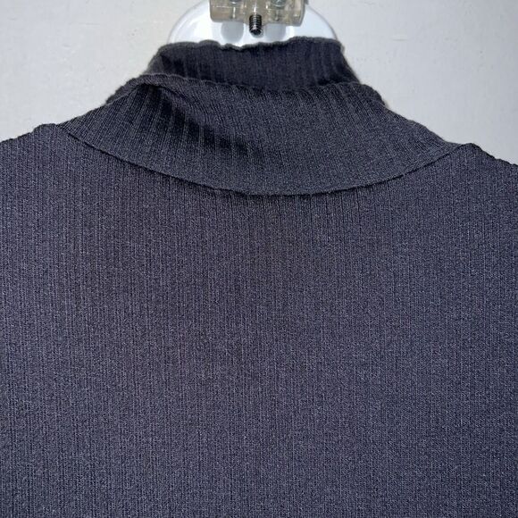 C’EST MOI Navy Blue Butter Soft Seamless Ribbed Turtleneck Tank Top-OS - Picture 4 of 6